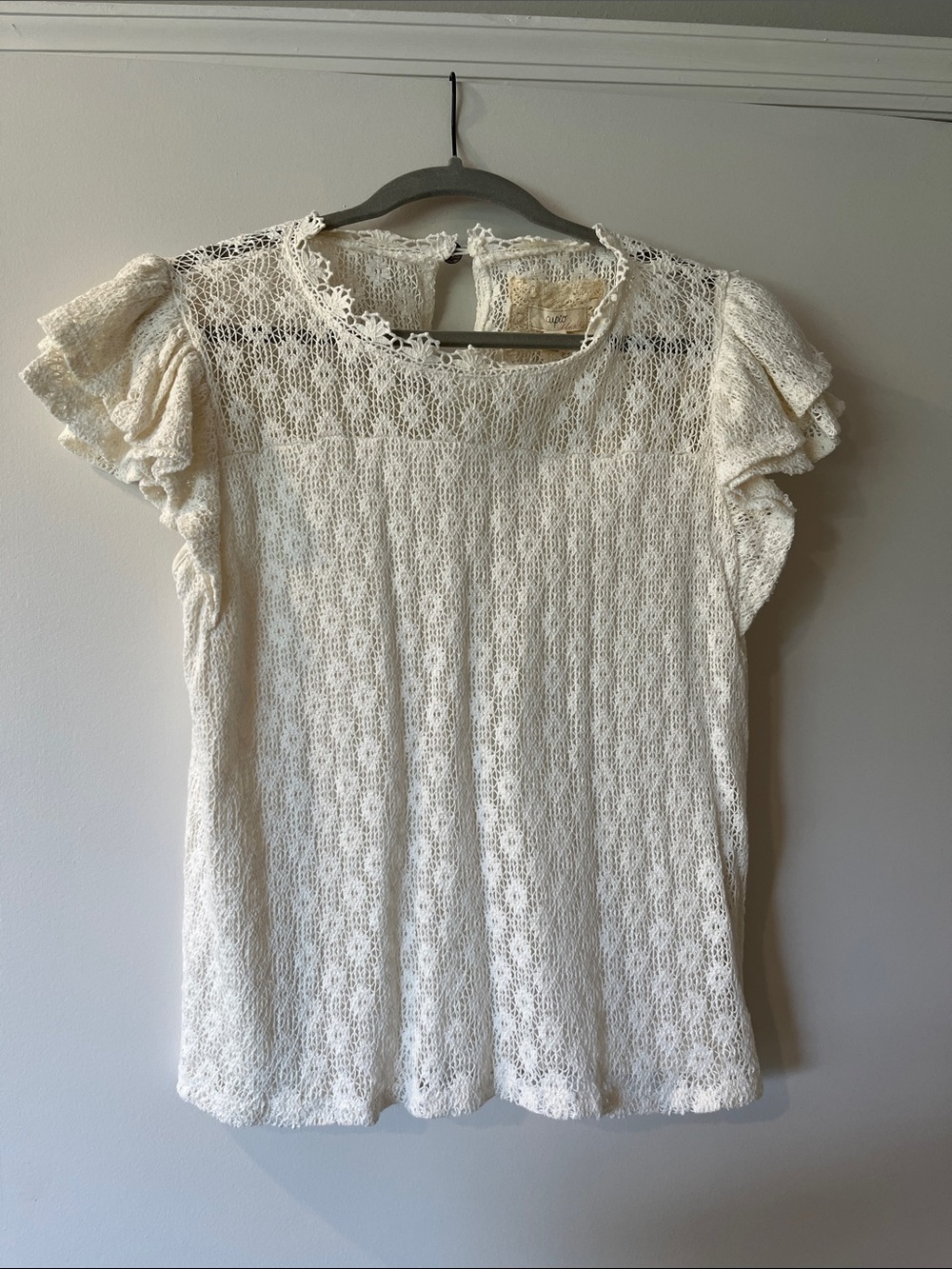 Lace Ruffle Sleeve Women’s Top - Cream